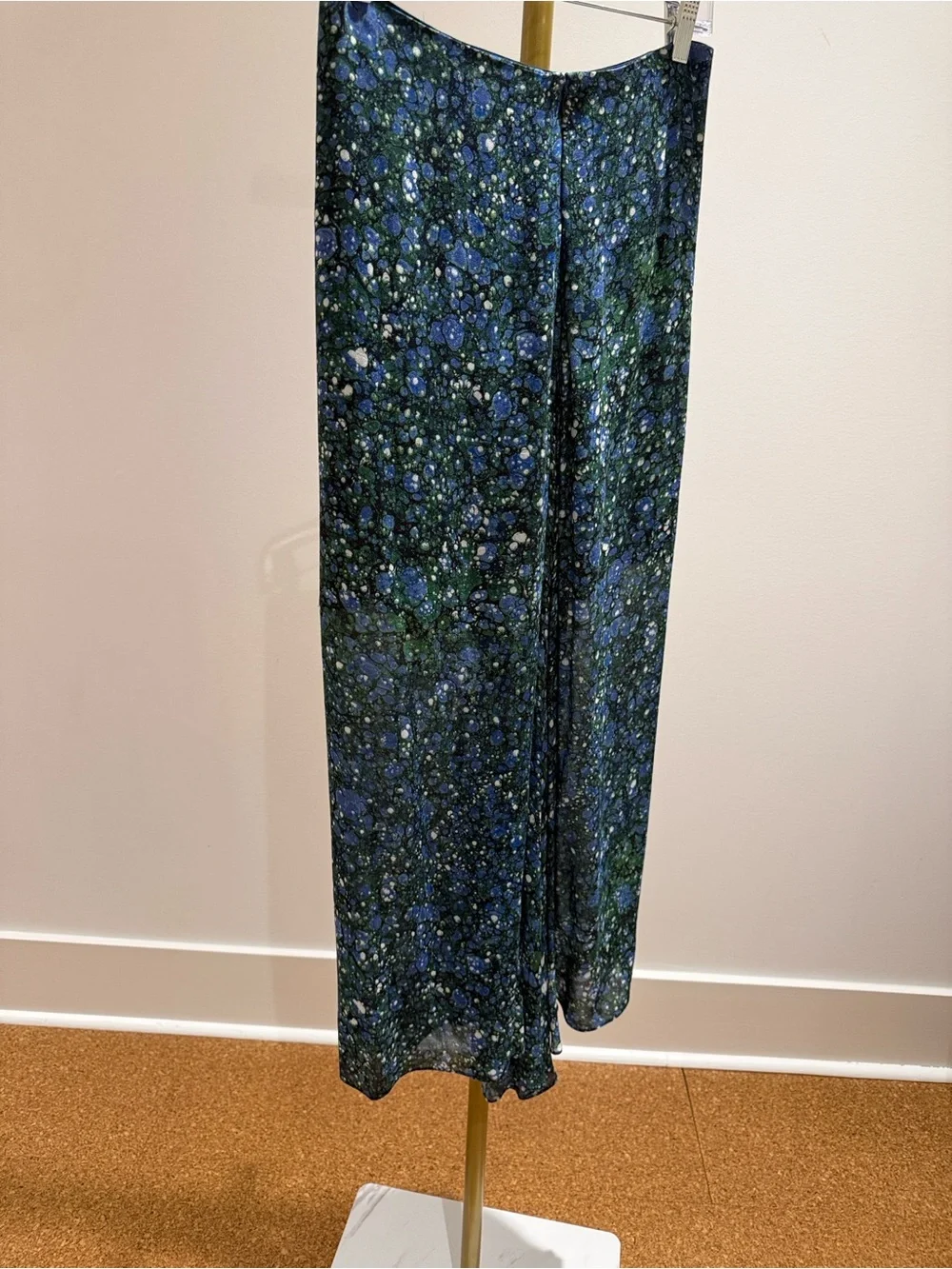Marble Print Blue-Green Midi Skirt